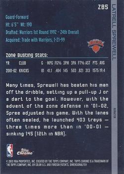 2002-03 Topps Chrome - Zone Busters Refractors #ZB5 Latrell Sprewell Back