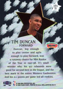 1998-99 Fleer Brilliants - Shining Stars #3 SS Tim Duncan Back