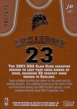 2002-03 Topps Jersey Edition - Copper #JEJRI Jason Richardson Back