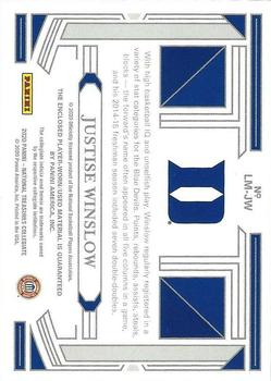2020 National Treasures Collegiate - Legacy Materials #LM-JW Justise Winslow Back