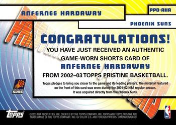 2002-03 Topps Pristine - Portions #PPO-AHA Anfernee Hardaway Back