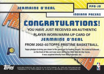 2002-03 Topps Pristine - Portions #PPO-JO Jermaine O'Neal Back