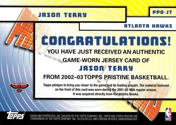 2002-03 Topps Pristine - Portions #PPO-JT Jason Terry Back
