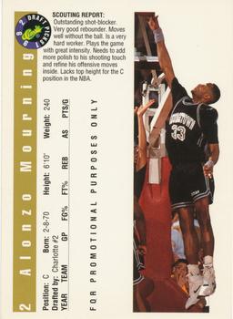 1992 Classic Draft Picks - Gold Promos #2 Alonzo Mourning Back