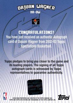 2002-03 Topps Xpectations - Autographs #XA-DW Dajuan Wagner Back