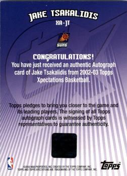 2002-03 Topps Xpectations - Autographs #XA-JT Jake Tsakalidis Back