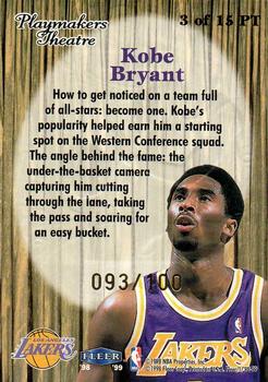 1998-99 Fleer Tradition - Playmakers Theatre #3PT Kobe Bryant Back