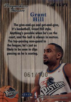 1998-99 Fleer Tradition - Playmakers Theatre #7PT Grant Hill Back