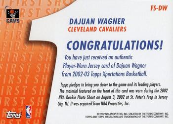 2002-03 Topps Xpectations - First Shot Relics #FS-DW Dajuan Wagner Back