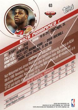 2002-03 Topps Xpectations - Xcitement #63 Nazr Mohammed Back