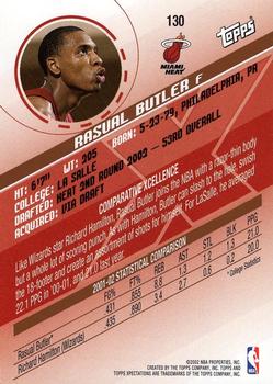 2002-03 Topps Xpectations - Xcitement #130 Rasual Butler Back