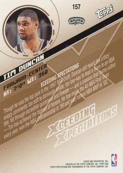 2002-03 Topps Xpectations - Xcitement #157 Tim Duncan Back