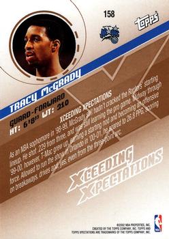 2002-03 Topps Xpectations - Xcitement #158 Tracy McGrady Back