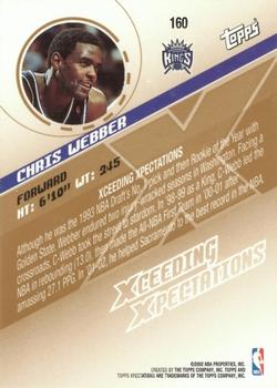 2002-03 Topps Xpectations - Xcitement #160 Chris Webber Back