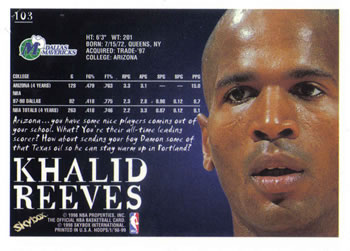 1998-99 Hoops #103 Khalid Reeves Back
