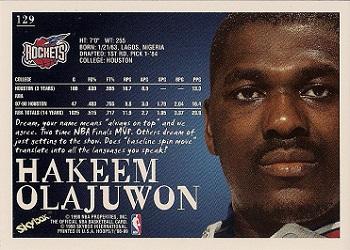 1998-99 Hoops #129 Hakeem Olajuwon Back