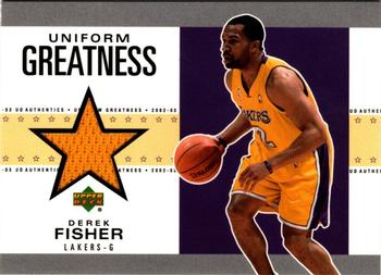 2002-03 UD Authentics - Uniform Greatness #DF-U Derek Fisher Front