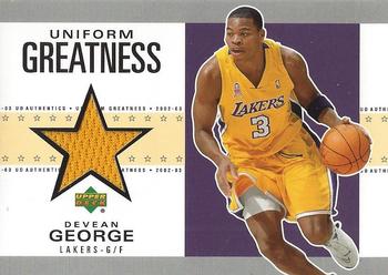 2002-03 UD Authentics - Uniform Greatness #DG-U Devean George Front