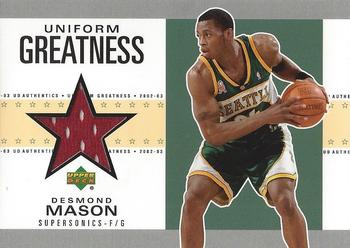 2002-03 UD Authentics - Uniform Greatness #DM-U Desmond Mason Front