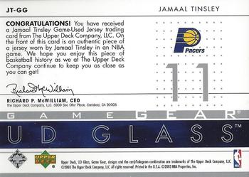 2002-03 UD Glass - Game Gear #JT-GG Jamaal Tinsley Back