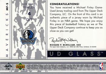 2002-03 UD Glass - Superlative Swatch #MF-S Michael Finley Back