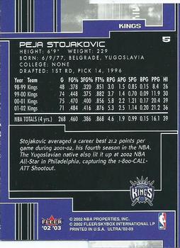 2002-03 Ultra - Gold Medallion #5 Peja Stojakovic Back