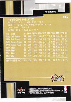 2002-03 Ultra - Gold Medallion #16 Aaron McKie Back