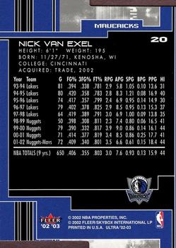 2002-03 Ultra - Gold Medallion #20 Nick Van Exel Back