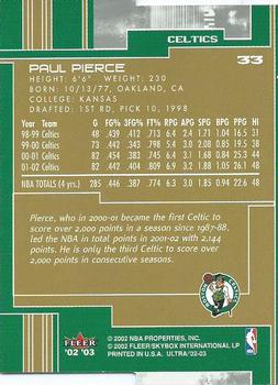 2002-03 Ultra - Gold Medallion #33 Paul Pierce Back