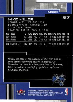 2002-03 Ultra - Gold Medallion #57 Mike Miller Back