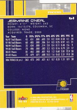 2002-03 Ultra - Gold Medallion #61 Jermaine O'Neal Back