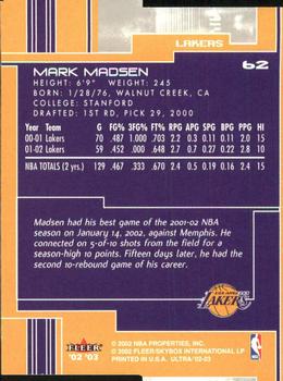 2002-03 Ultra - Gold Medallion #62 Mark Madsen Back