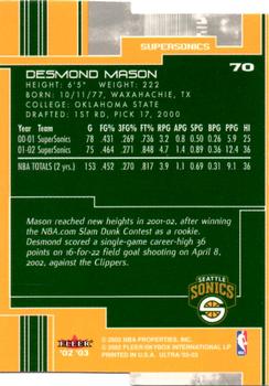 2002-03 Ultra - Gold Medallion #70 Desmond Mason Back