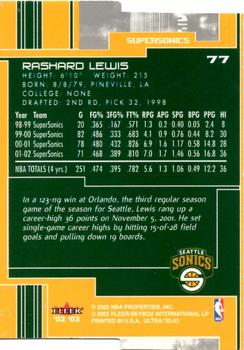 2002-03 Ultra - Gold Medallion #77 Rashard Lewis Back