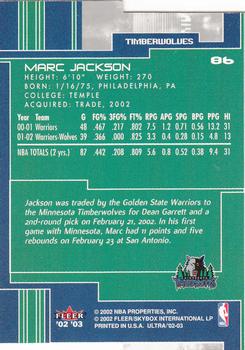 2002-03 Ultra - Gold Medallion #86 Marc Jackson Back