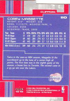 2002-03 Ultra - Gold Medallion #110 Corey Maggette Back