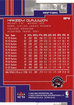 2002-03 Ultra - Gold Medallion #114 Hakeem Olajuwon Back