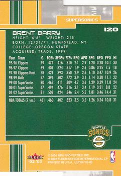 2002-03 Ultra - Gold Medallion #120 Brent Barry Back