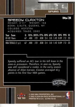 2002-03 Ultra - Gold Medallion #163 Speedy Claxton Back