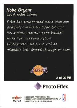 2002-03 Ultra - Photo Effex #2 PE Kobe Bryant Back