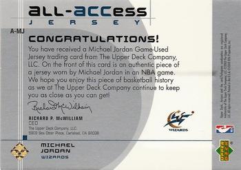 2002-03 Upper Deck - All-Access Jerseys #A-MJ Michael Jordan Back