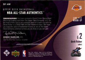 2002-03 Upper Deck - NBA All-Star Authentics: Warm-Ups #DF-AW Derek Fisher Back