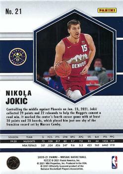 2020-21 Panini Mosaic #21 Nikola Jokic Back