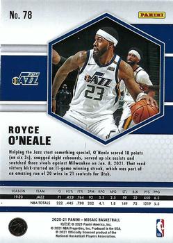 2020-21 Panini Mosaic #78 Royce O'Neale Back