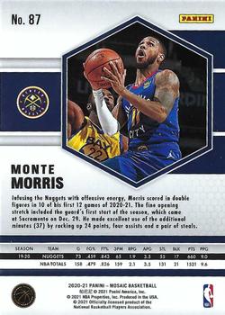 2020-21 Panini Mosaic #87 Monte Morris Back