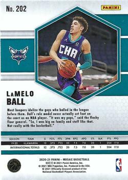 2020-21 Panini Mosaic #202 LaMelo Ball Back