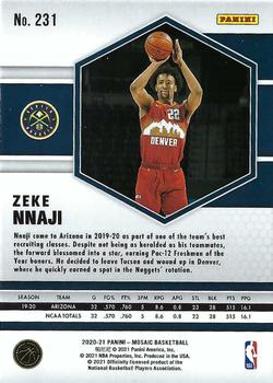 2020-21 Panini Mosaic #231 Zeke Nnaji Back