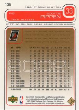 2002-03 Upper Deck - UD Exclusives #138 Scottie Pippen Back