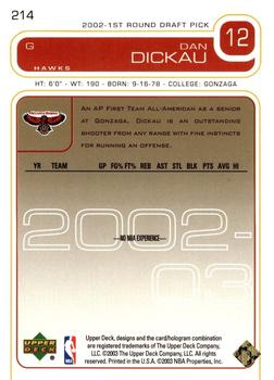 2002-03 Upper Deck - UD Exclusives #214 Dan Dickau Back