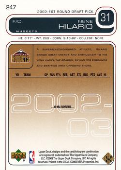 2002-03 Upper Deck - UD Exclusives #247 Nene Hilario Back